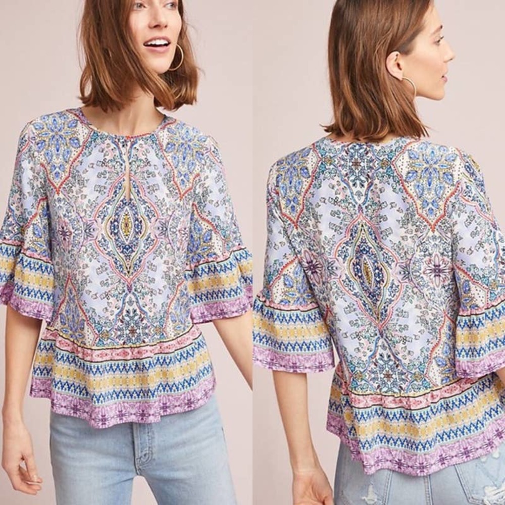Anthropologie Kachel Lynn Bell Sleeve Blouse